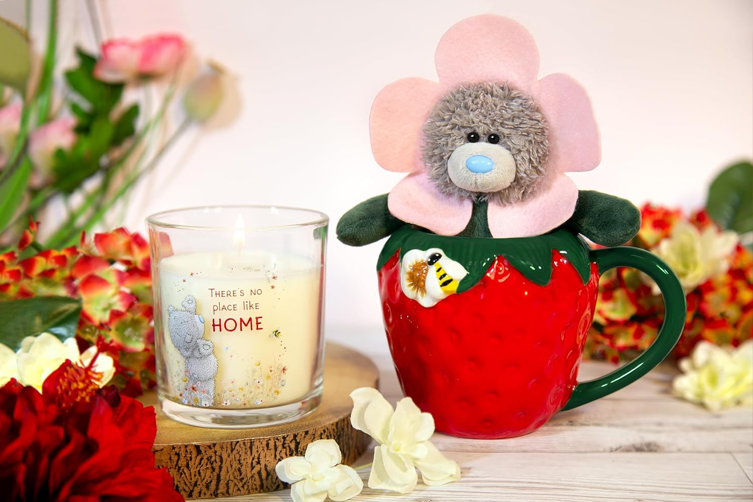 Carte Blanche Tatty Teddy gift set with hand-painted ceramic strawberry mug and plush bear, perfect for gift-giving.