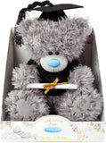 Grey Carte Blanche Me to You Bear graduation soft toy, 9-inch gift with a graduation cap and diploma, celebrating achievement.