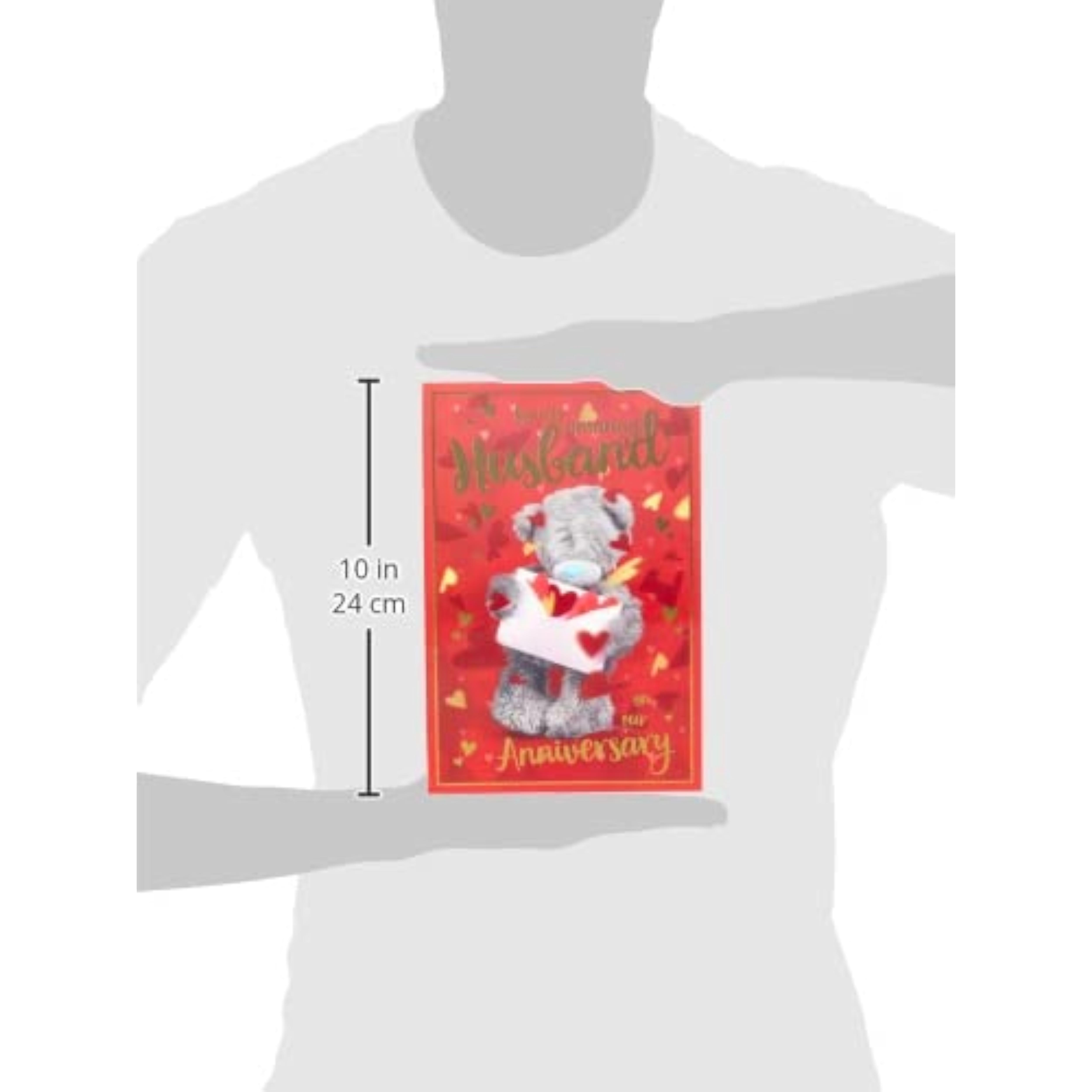 Carte Blanche Anniversary greeting card featuring a husband bear and envelope design with festive details, perfect for special celebrations.