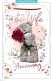 Carte Blanche Anniversary Wife Bear greeting card with a rose, featuring a cute bear design and heartfelt message for special occasions.