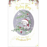 Carte Blanche Baby Boy 1st Bear in Tree greeting card featuring adorable bear illustration and cheerful design.