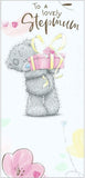 Carte Blanche bear holding a gift box greeting card, featuring adorable illustrated bear and festive design for special occasions.