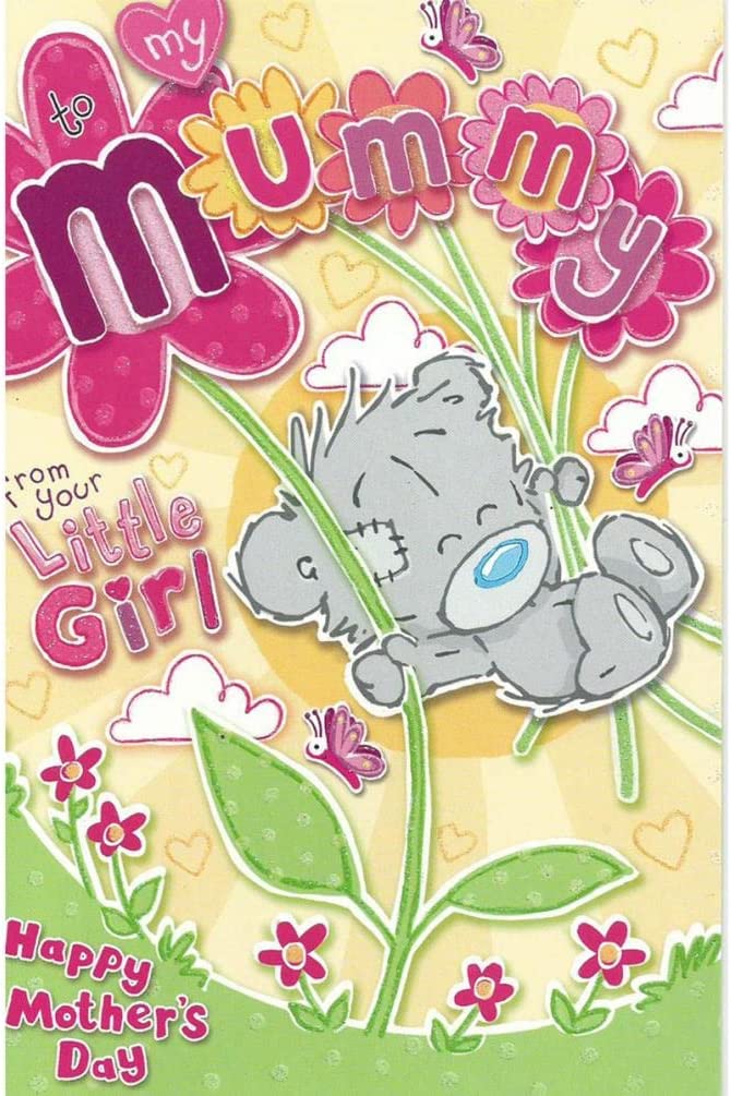 Carte Blanche Bear Mummy greeting card featuring a cute bear and a little girl, perfect for Mother's Day celebration.