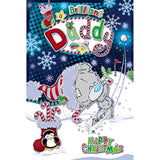 Carte Blanche greeting card featuring a bear playing hockey with a snowball, perfect for Christmas and celebrating dads.