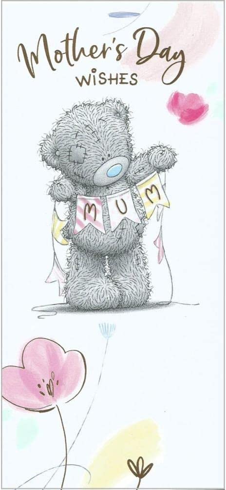 Carte Blanche Bear greeting card with colorful bunting decorative elements, perfect for sending warm wishes.