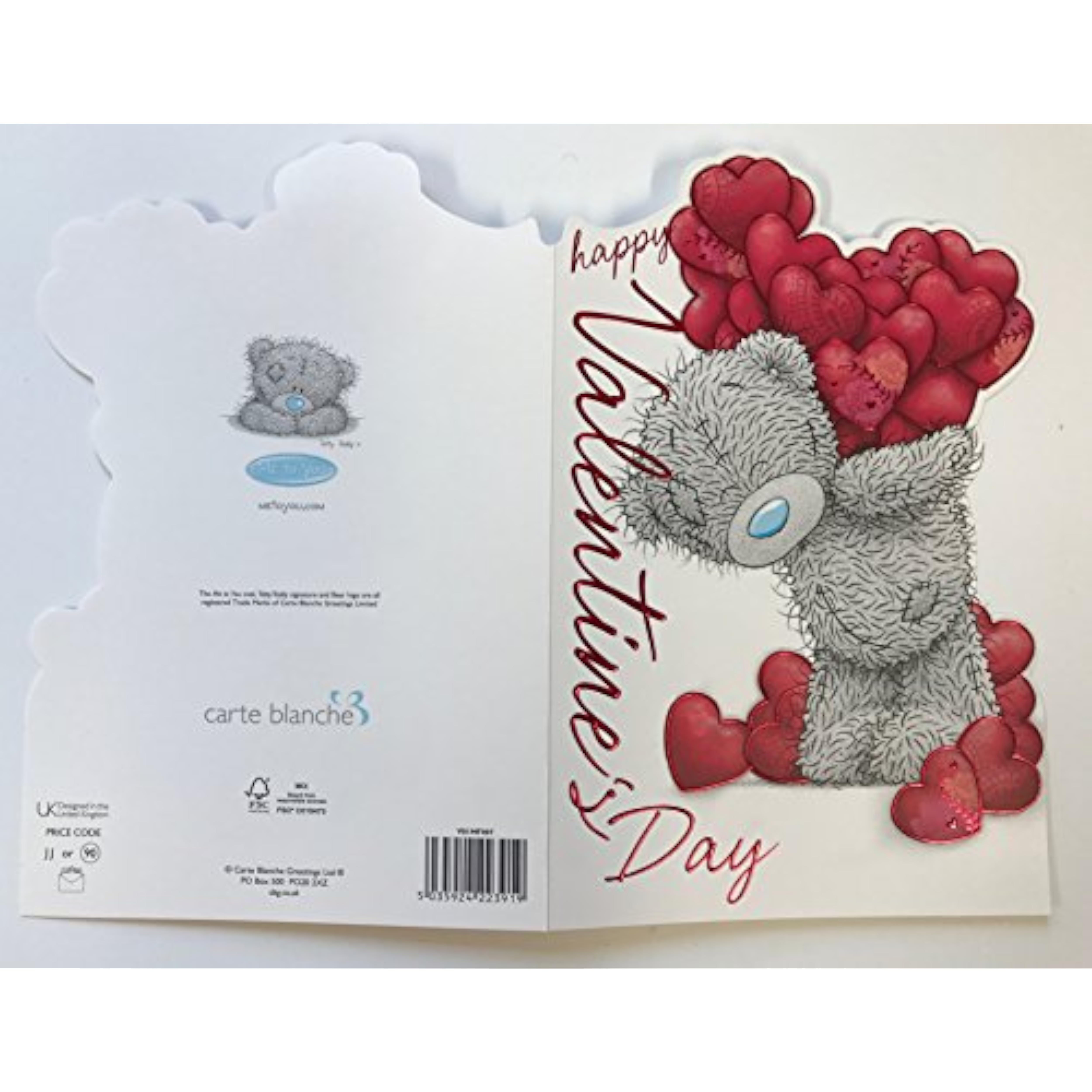 Carte Blanche Bundle of Hearts Bear Valentine's Day greeting card featuring a cute bear design with red hearts.