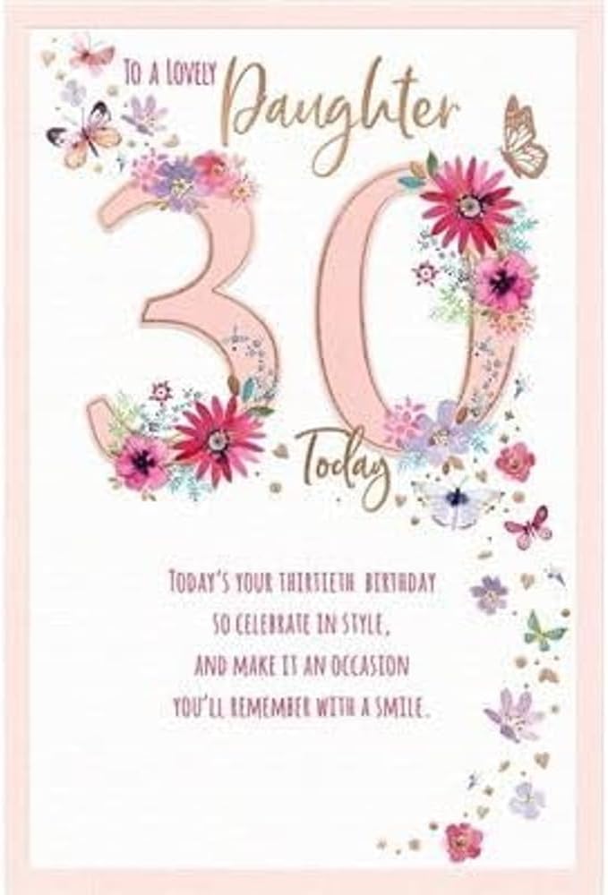 Carte Blanche Daughter 30th Birthday greeting card with colorful butterflies and flowers design.