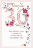 Carte Blanche Daughter 30th Birthday greeting card with colorful butterflies and flowers design.
