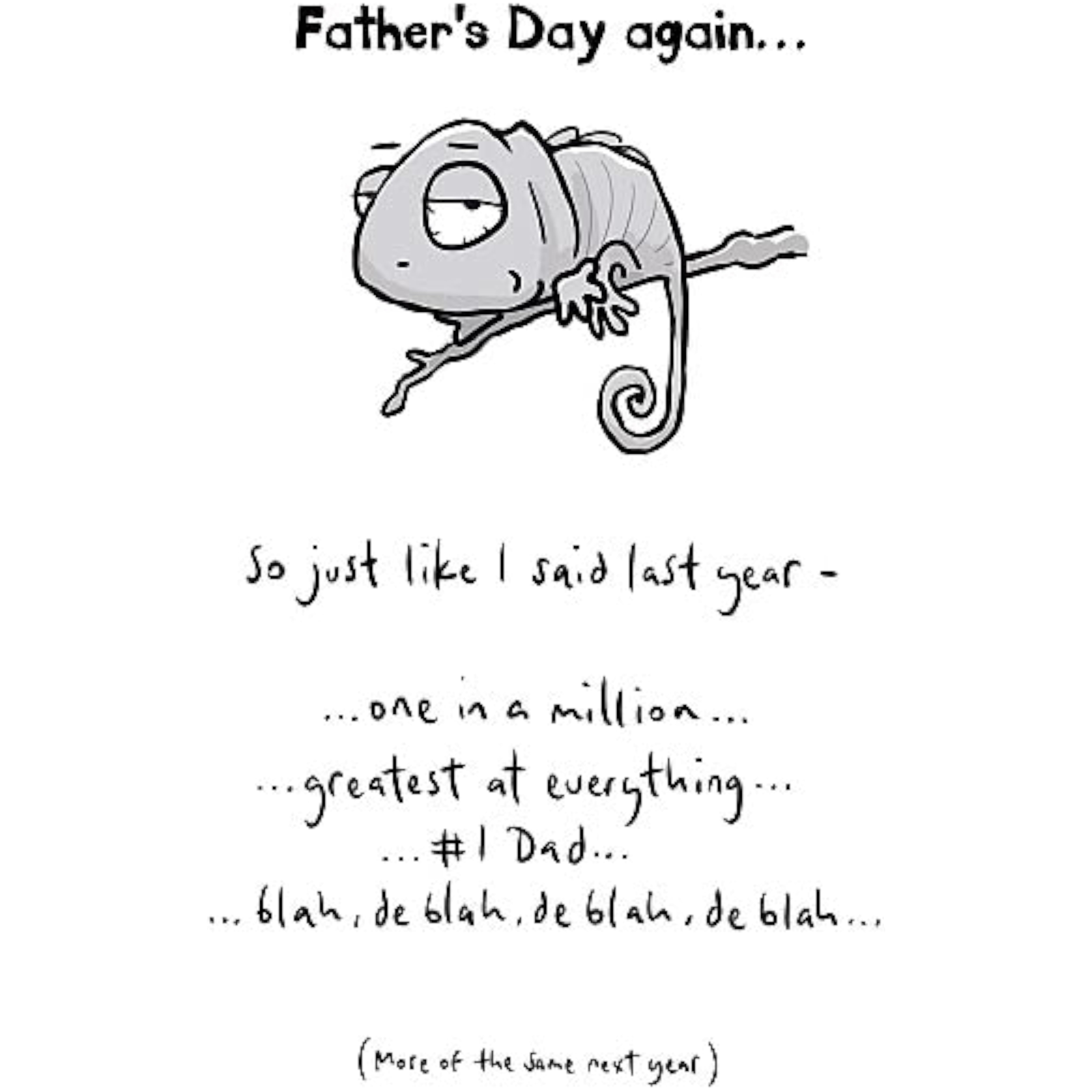 Carte Blanche Father's Day greeting card featuring humorous message, designed for celebrating dads on Father's Day.