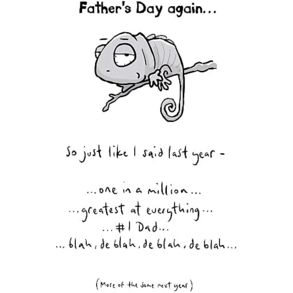 Carte Blanche Father's Day greeting card featuring humorous message, designed for celebrating dads on Father's Day.
