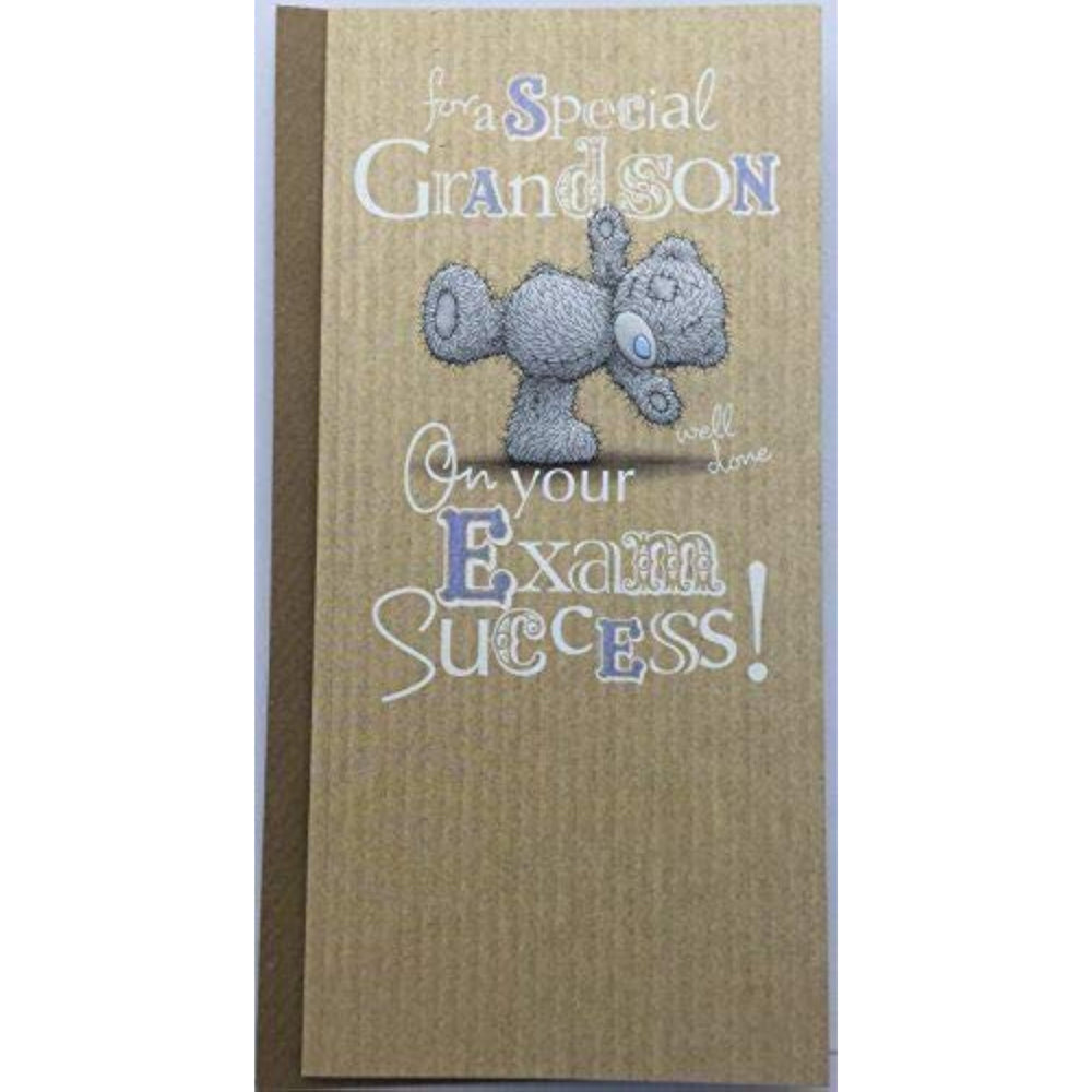 Carte Blanche greeting card for a grandson, featuring a congratulatory message for exam success, with colorful decorative elements.