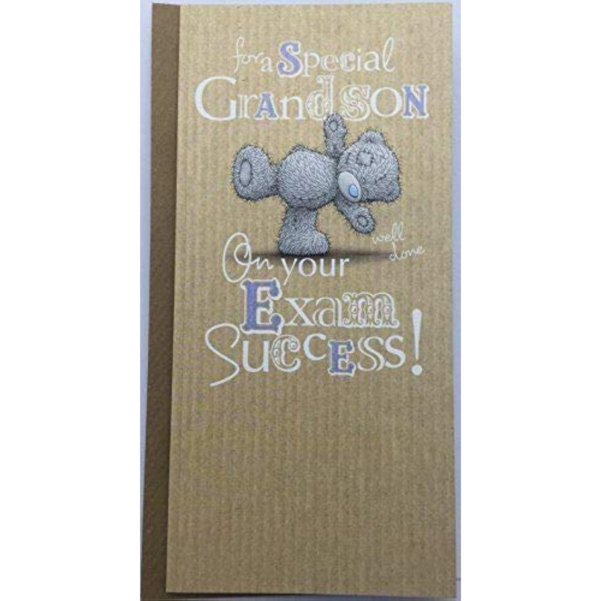 Carte Blanche greeting card for a grandson, featuring a congratulatory message for exam success, with colorful decorative elements.