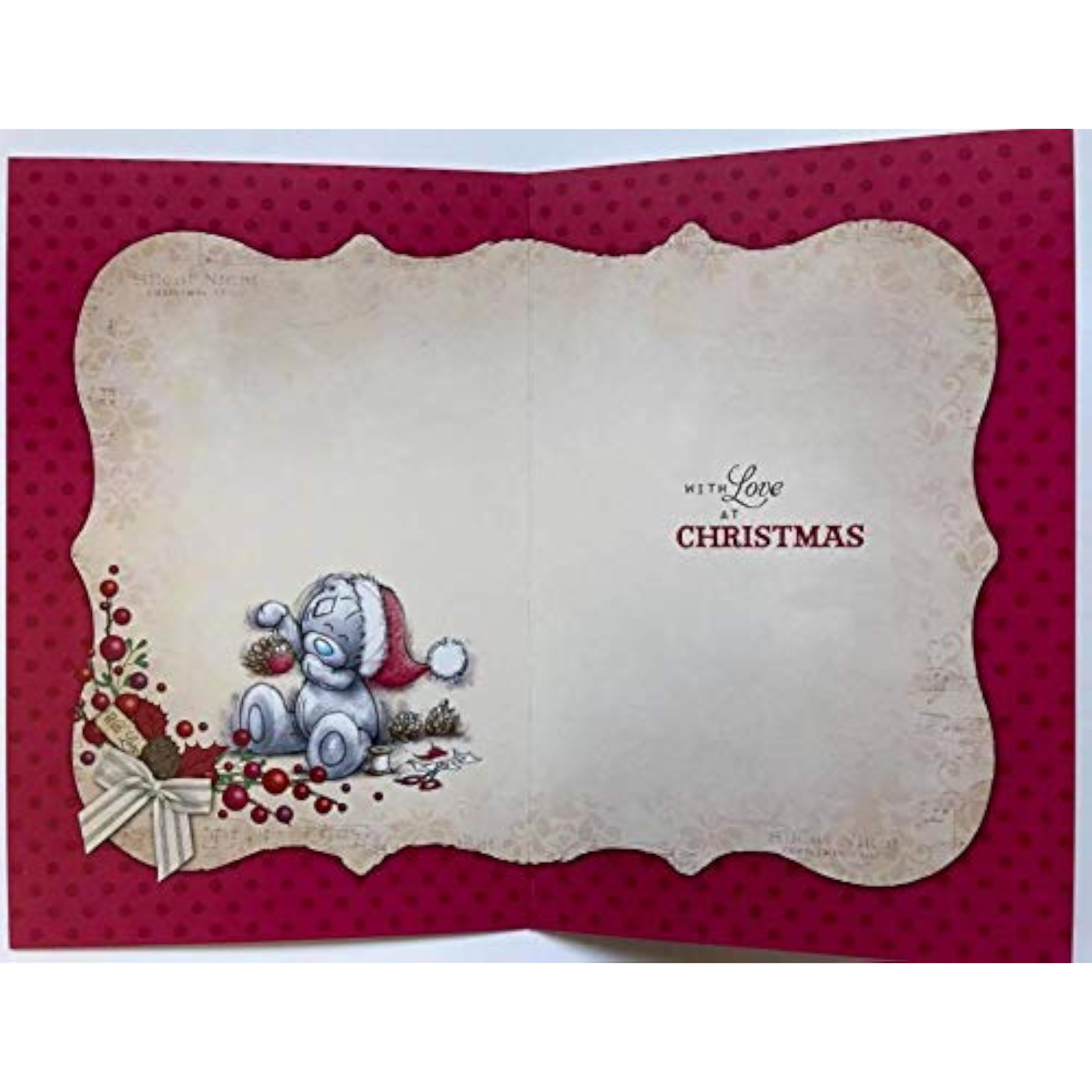 Carte Blanche Me to You Bear Christmas card featuring a cute red foil design with love message for goddaughter.