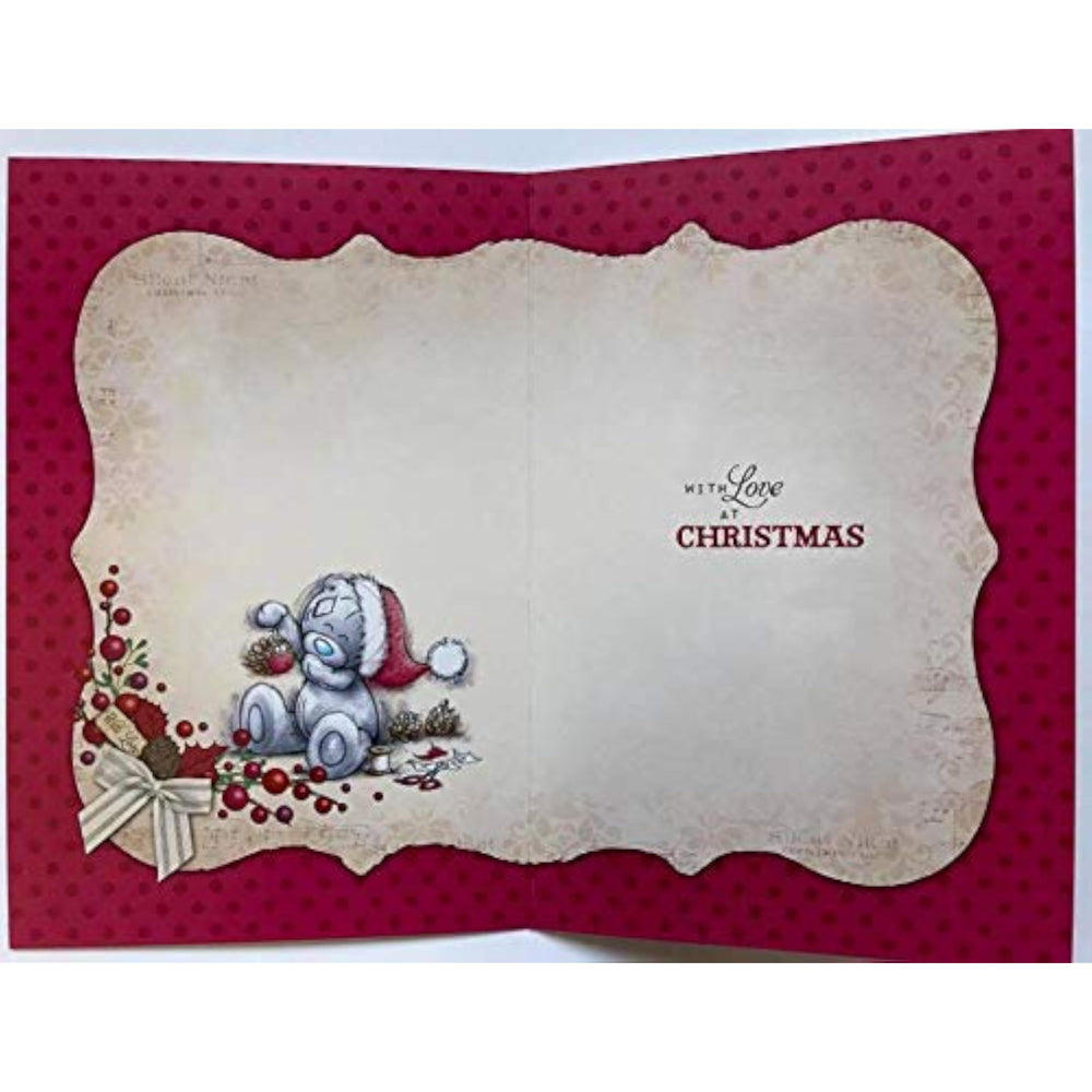 Carte Blanche Me to You Bear Christmas card featuring a cute red foil design with love message for goddaughter.