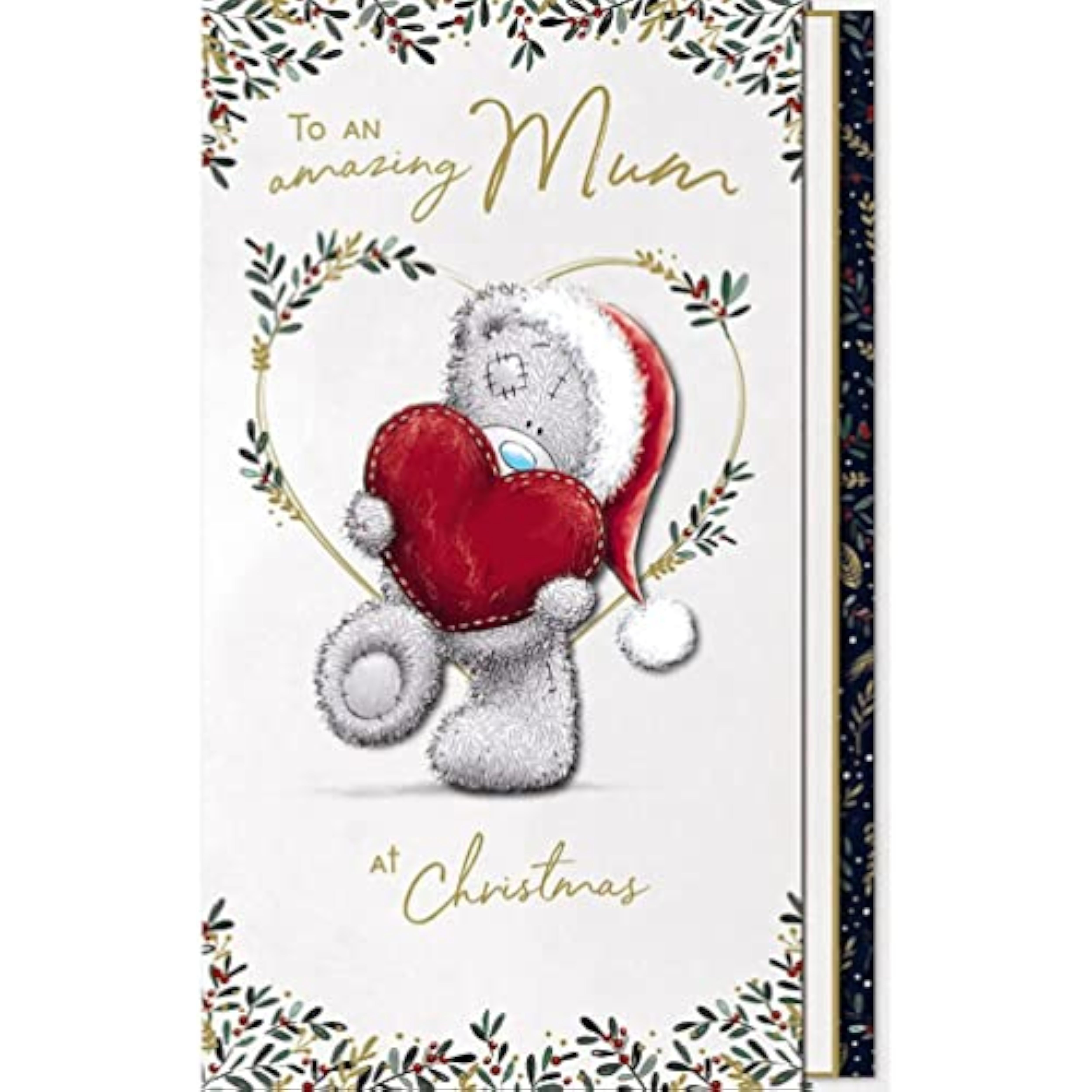 Carte Blanche Me to You Bear Mum holding heart handmade Christmas greeting card with festive design and heartfelt message