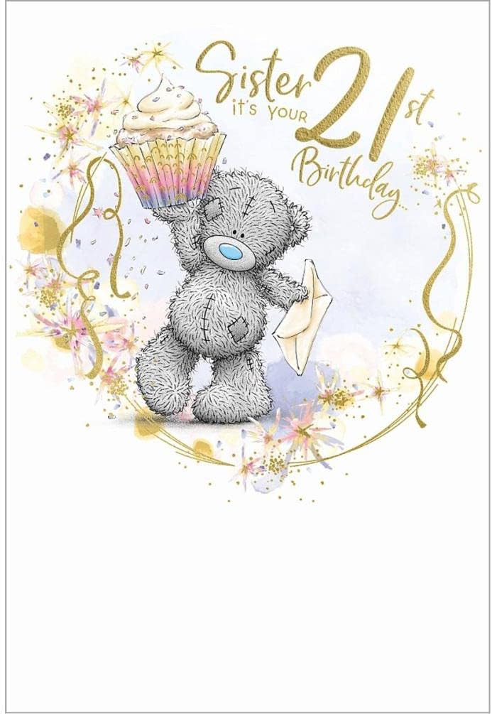 Carte Blanche Me to You Bear Sister 21st Birthday greeting card featuring a cute bear design for celebrating a special birthday.