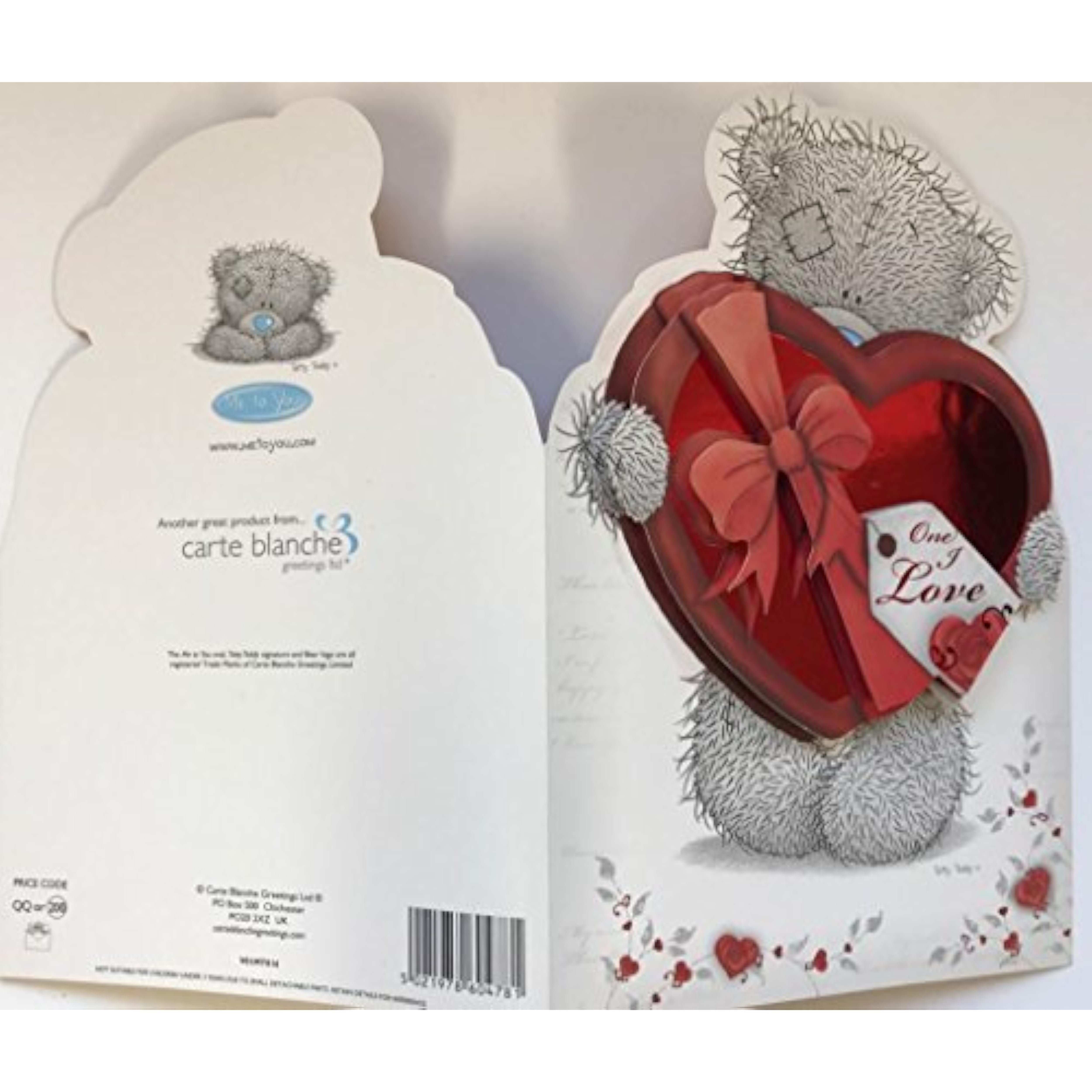 Carte Blanche Me to You Bear Valentine's Day greeting card featuring a cute bear illustration and romantic message.
