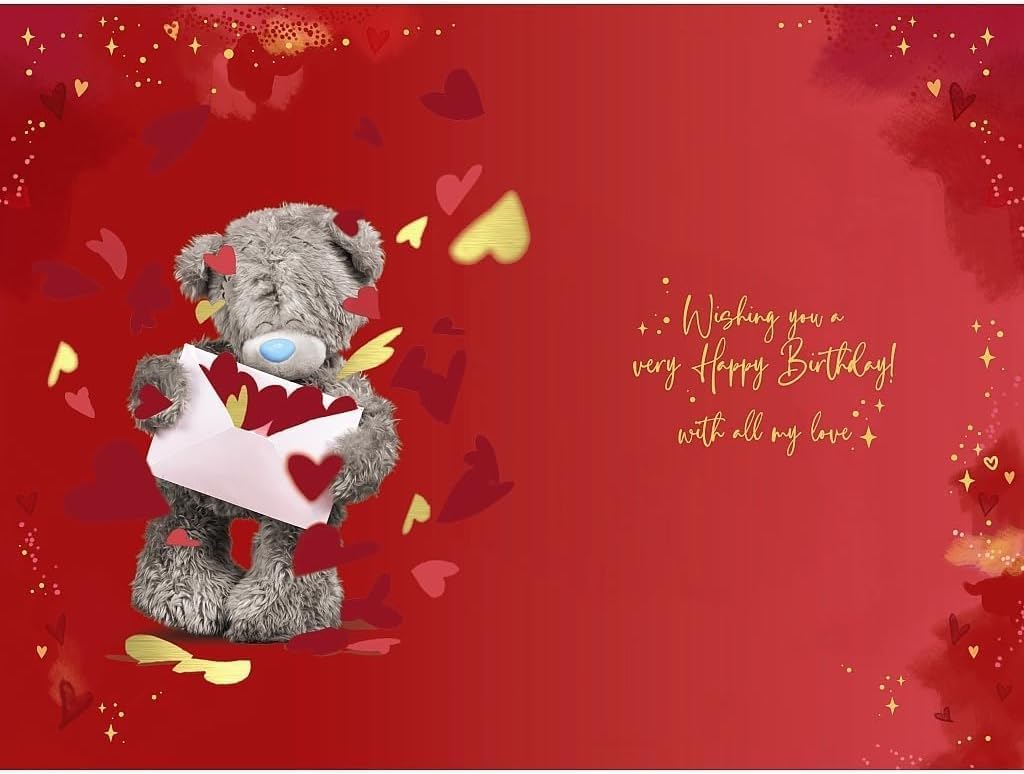 Carte Blanche Me to You Tatty Teddy 3D holographic birthday card for husband, featuring a cute teddy bear design and festive details.