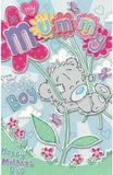 Carte Blanche Mummy greeting card featuring a little boy and Dinky Bear for Mother's Day, with colorful, cheerful design.