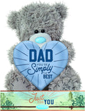 Carte Blanche Tatty Teddy Father's Day greeting card featuring an adorable bear holding a heart with "Dad, You're Simply the Best" message.