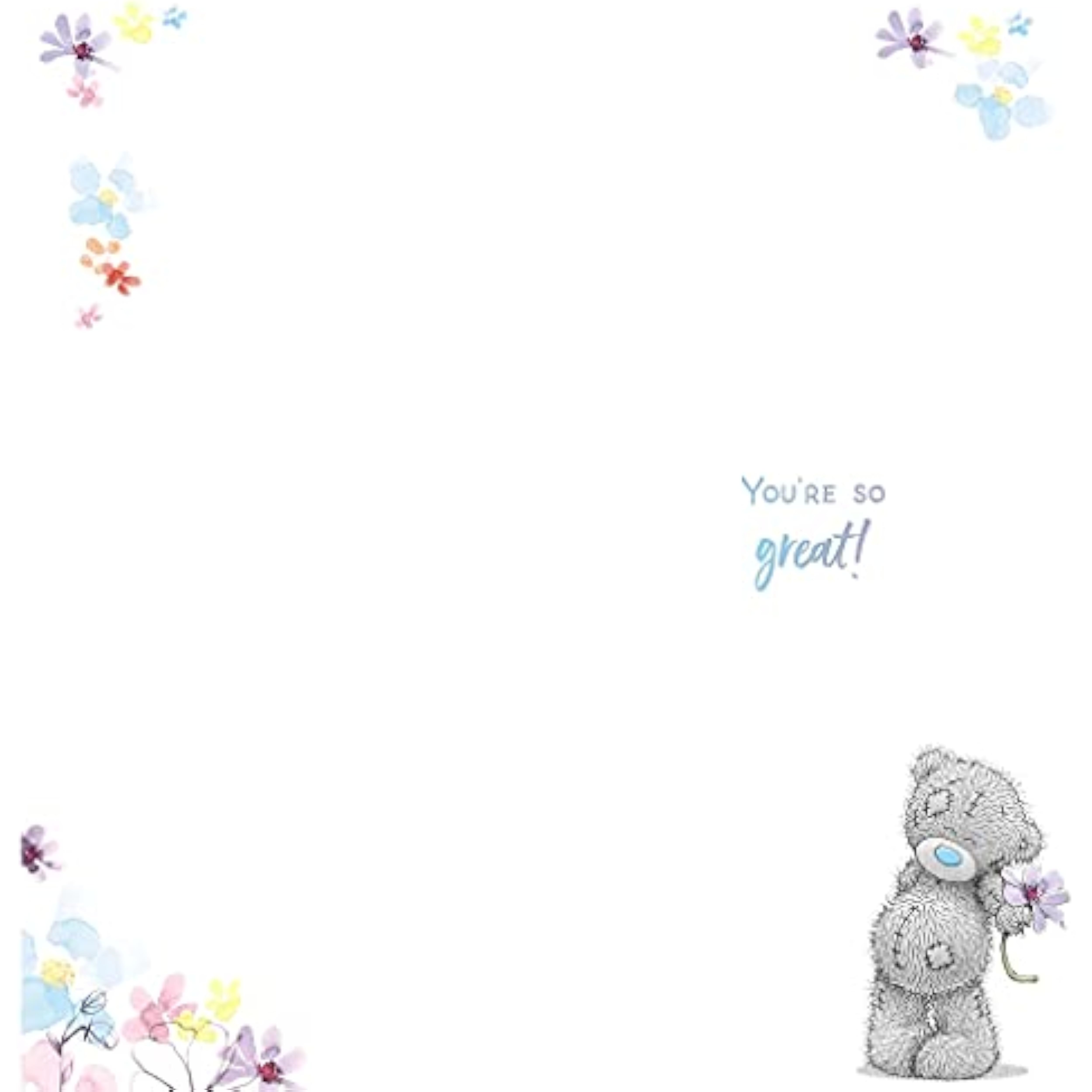 Carte Blanche thank you bear with flower greeting card featuring cute bear illustration and floral design for appreciation messages