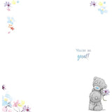 Carte Blanche thank you bear with flower greeting card featuring cute bear illustration and floral design for appreciation messages