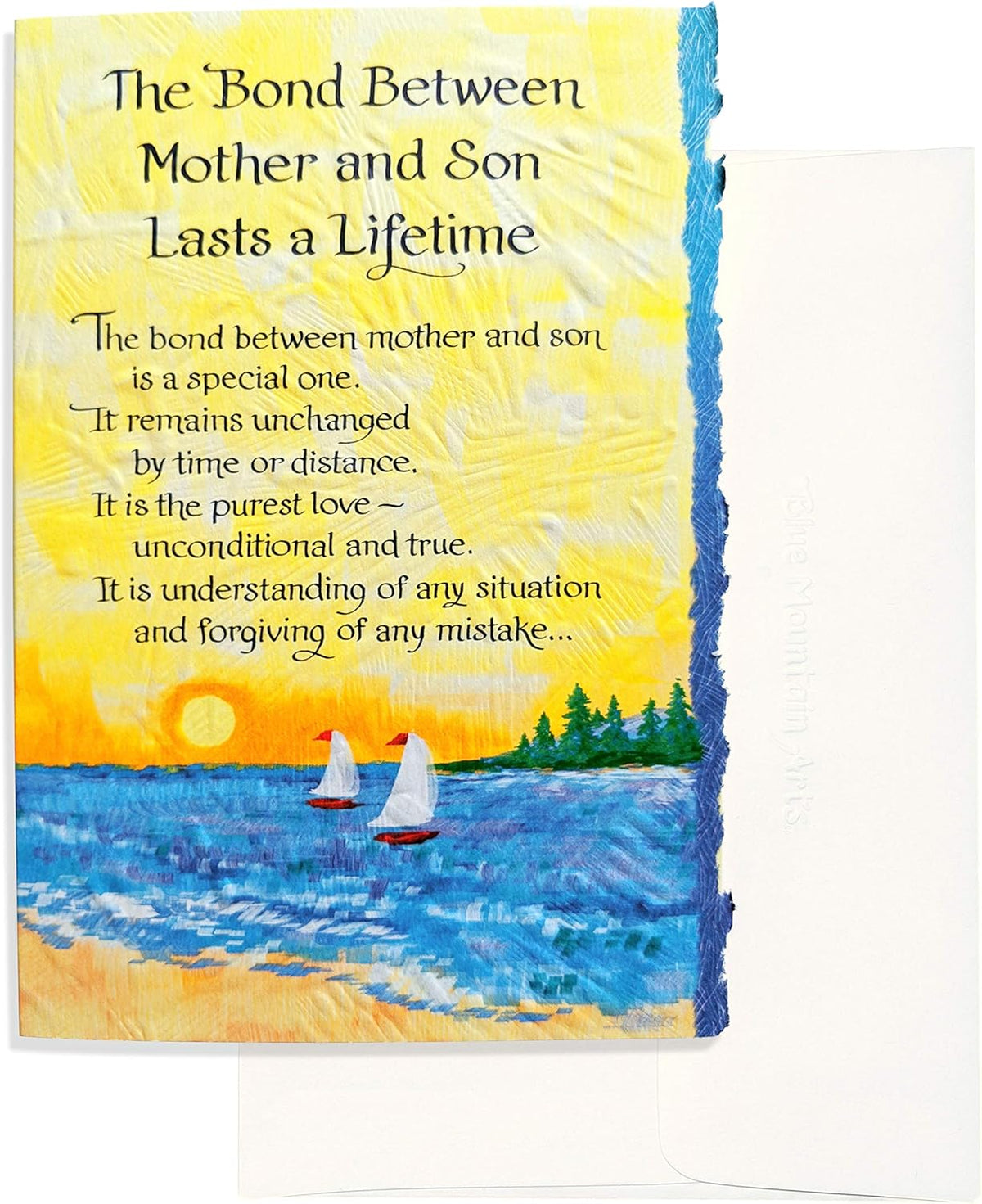 Carte Blanche greeting card featuring a heartfelt design celebrating the bond between mother and son.