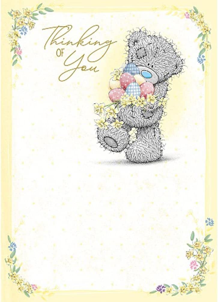 Carte Blanche Thinking of You bear greeting card with Easter eggs, featuring a cute bear illustration on the front.