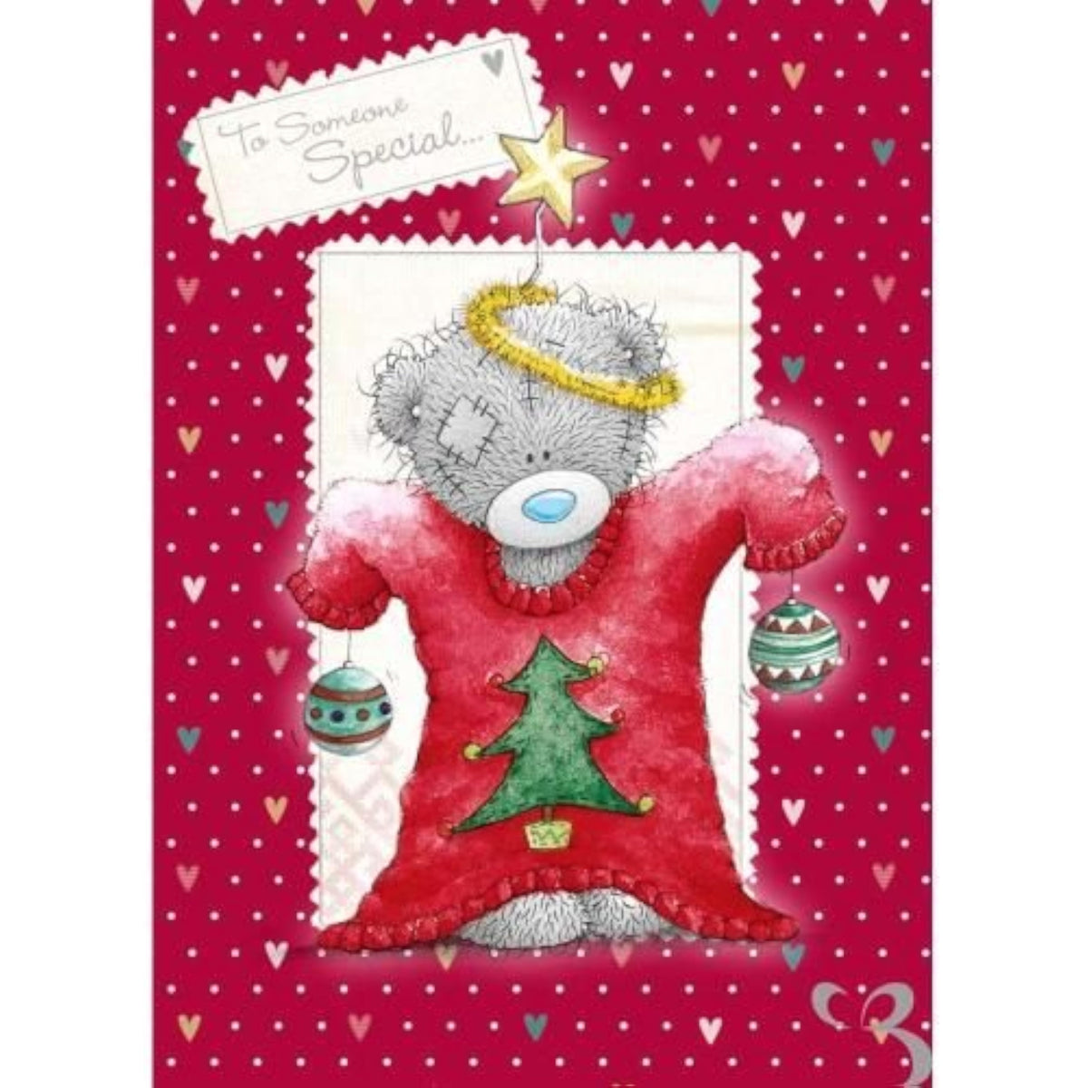 Carte Blanche greeting card featuring a Tatty Teddy bear in a Christmas jumper, perfect for someone special during the holidays.