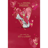 Carte Blanche Valentine partner bear greeting card featuring a heart and key design, perfect for expressing love and affection.