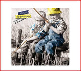 Carte Blanche Young at Heart 3D holographic greeting card featuring a boy fishing, with vibrant, eye-catching design for special occasions.