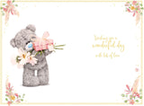 Carte Blanche Me to You Tatty Teddy Bear holding flowers on birthday greeting card, 6x9 inches, with colorful floral design.