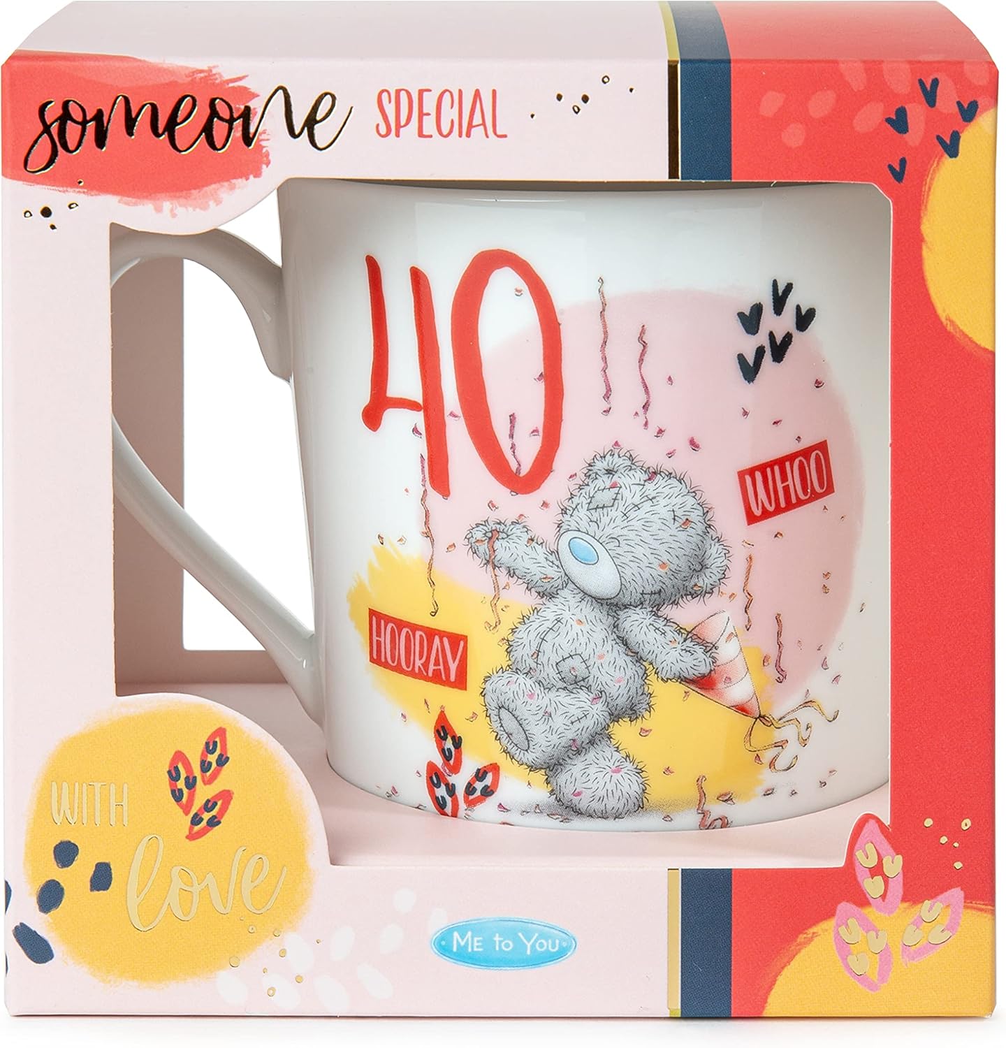 White ceramic mug featuring Me To You Bear design in a boxed set, celebrating a 40th birthday, by Carte Blanche.