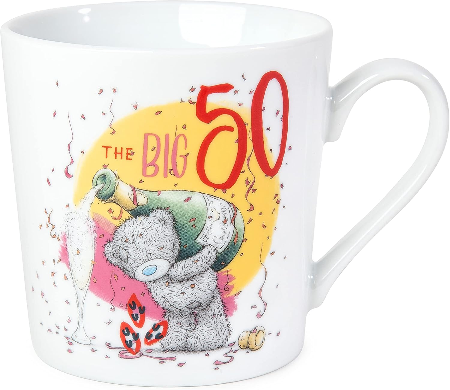 White ceramic Me To You Bear 50th birthday boxed mug by Carte Blanche, featuring a cute bear design and celebratory details.
