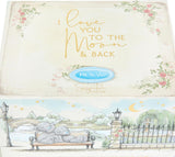 Tatty Teddy luxury bone china mug from Carte Blanche with moon and back design, presented in satin-lined gift box.
