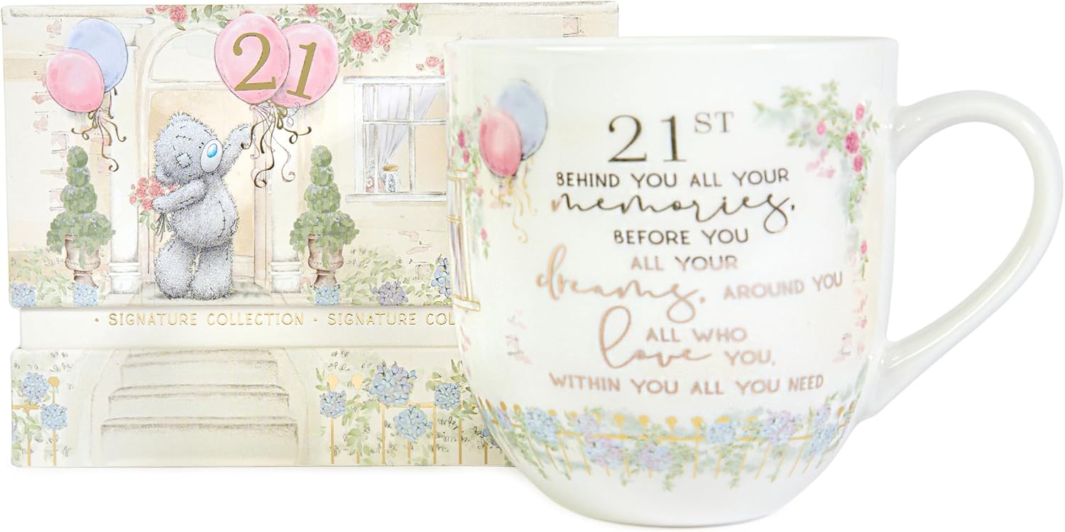 Tatty Teddy luxury bone china mug from Carte Blanche's Signature Collection in satin-lined box, ideal for 21st birthday gift.