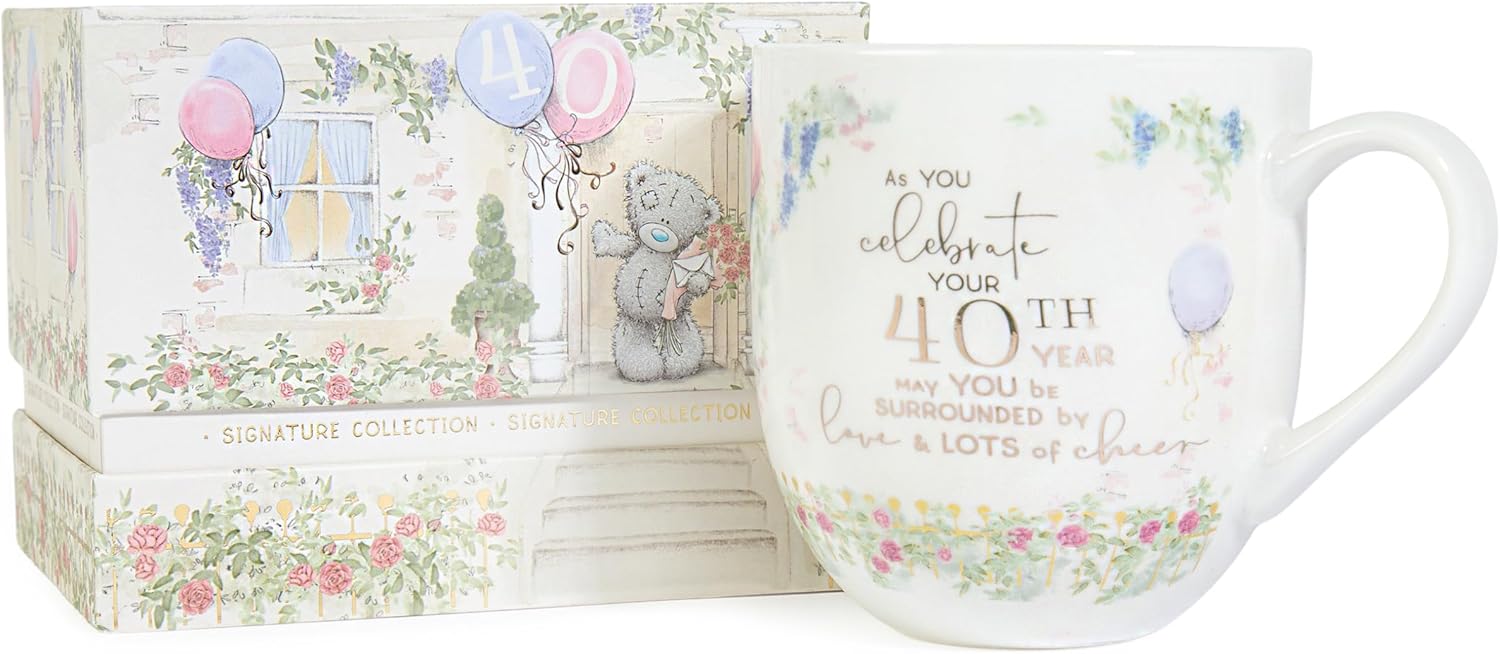 Tatty Teddy luxury bone china mug by Carte Blanche in satin-lined box, ideal for 40th birthday gift, part of Signature Collection.