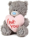 Gray Carte Blanche Me to You Bear soft toy holding a padded heart with "Love You" message, 4-inch plush gift item.