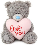 Gray Carte Blanche Me to You Bear soft toy holding a padded heart, 4-inch love you plush gift.