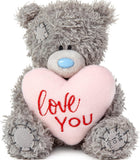 Gray Carte Blanche Me to You Bear soft toy holding a padded heart, 4-inch love you plush gift for special occasions.