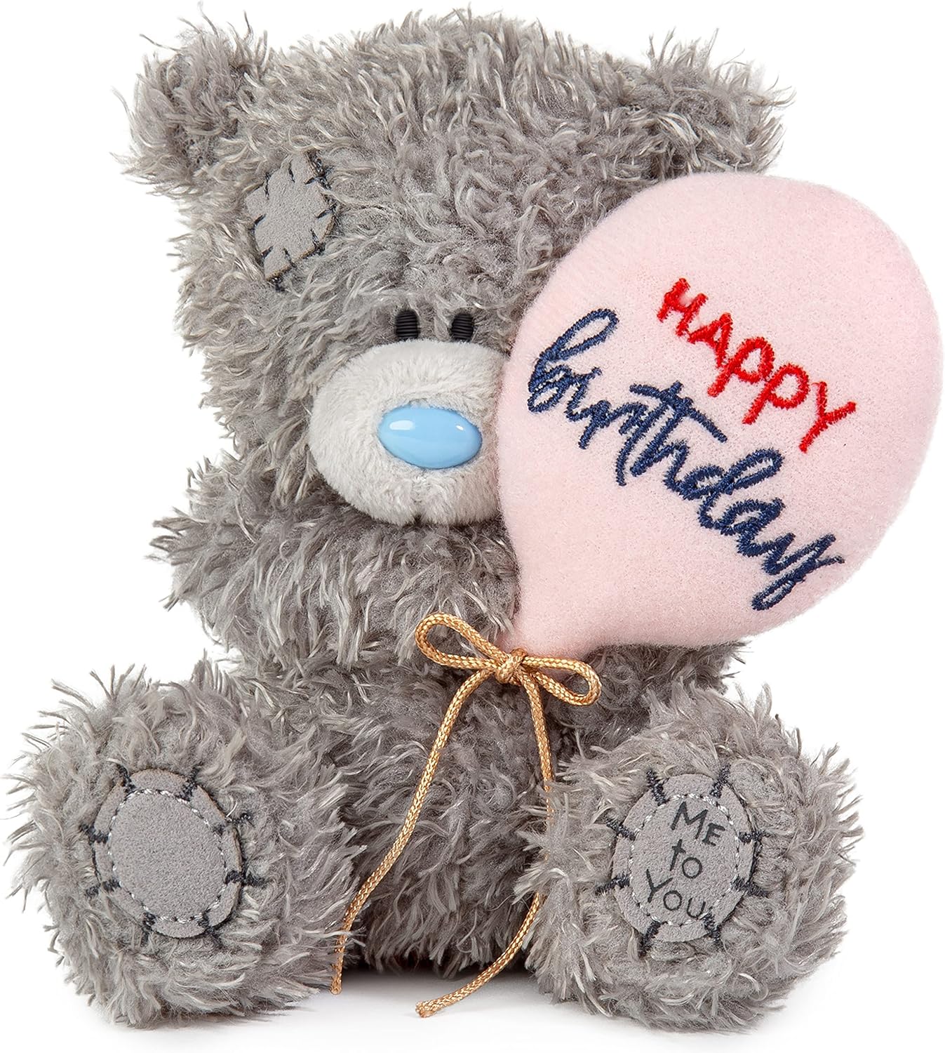 Grey Carte Blanche Me to You Tatty Teddy soft toy holding a birthday balloon, 10cm Happy Birthday bear from the official collection.