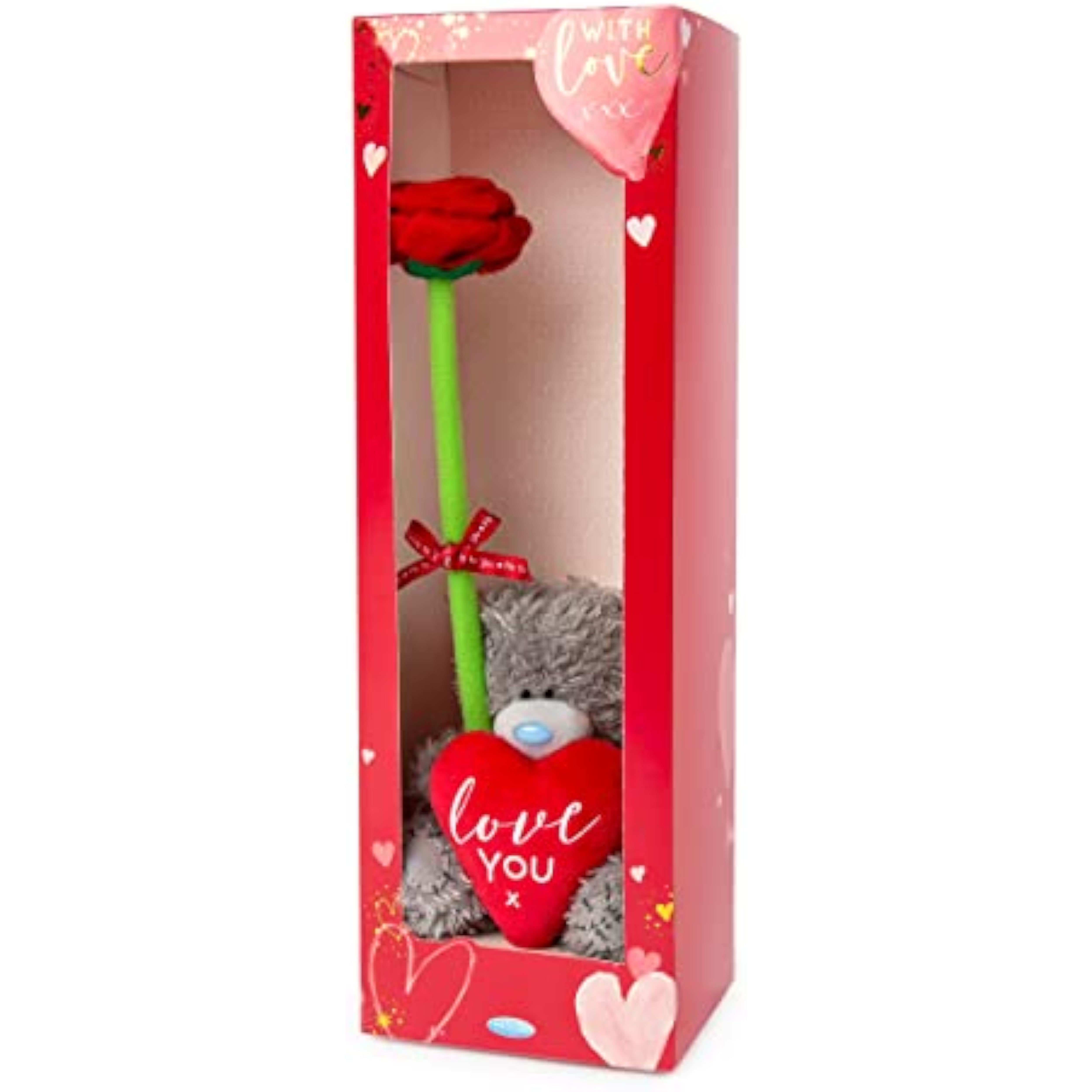 Carte Blanche S4 soft toy with rose and gift box, plush stuffed animal in a charming gift set.