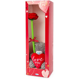 Carte Blanche S4 soft toy with rose and gift box, plush stuffed animal in a charming gift set.