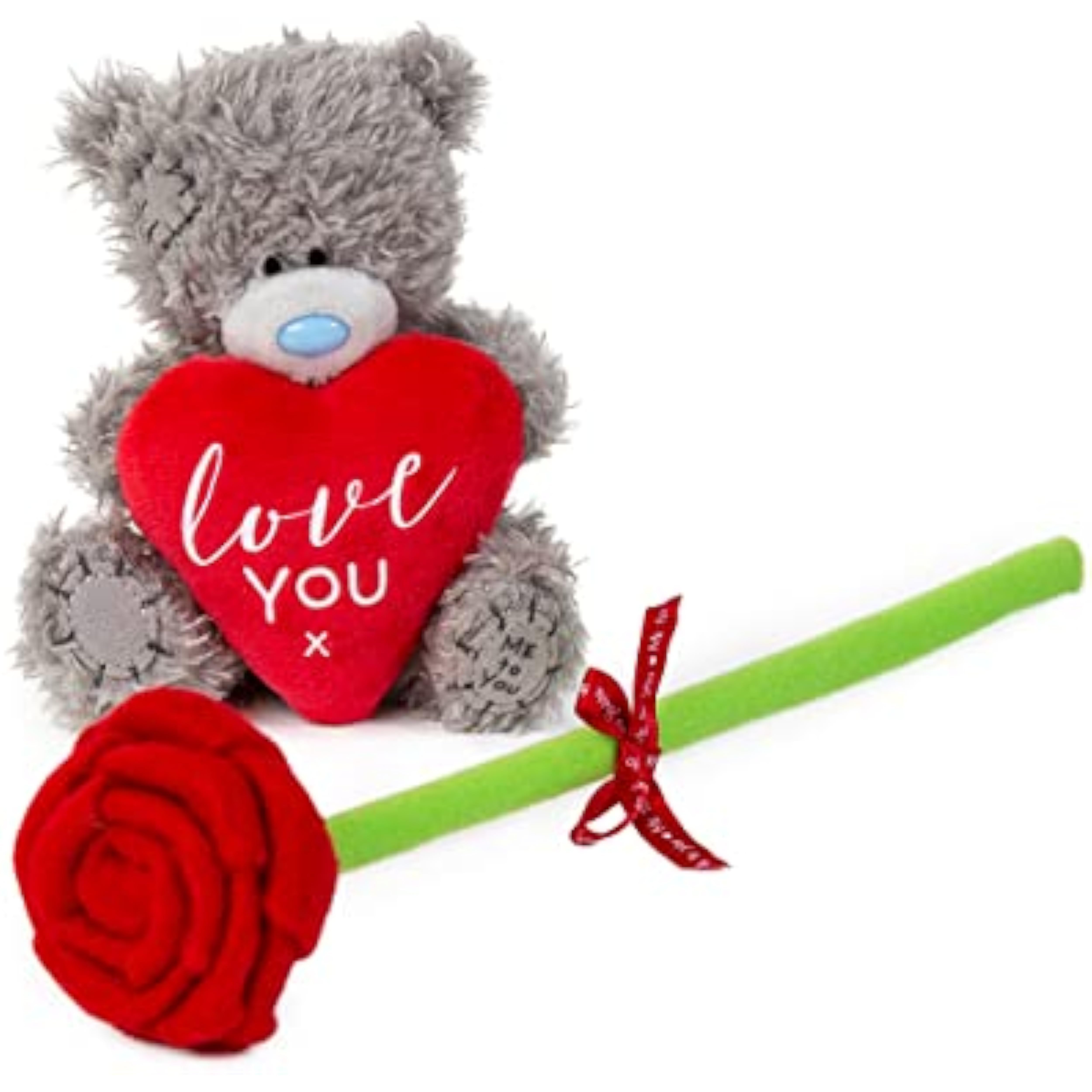 Soft toy Carte Blanche S4 with rose and gift box, plush and charming, perfect for gifting or cuddling.
