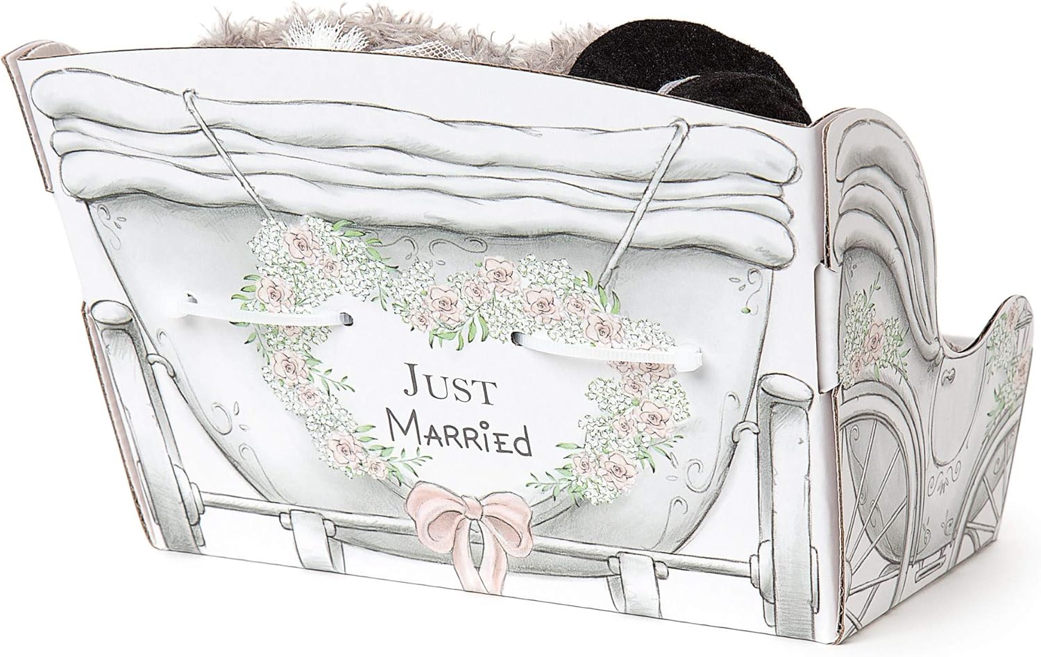 Carte Blanche S4 x 2 bride and groom soft toys, plush dolls representing a wedding couple, with detailed clothing and smiling faces.