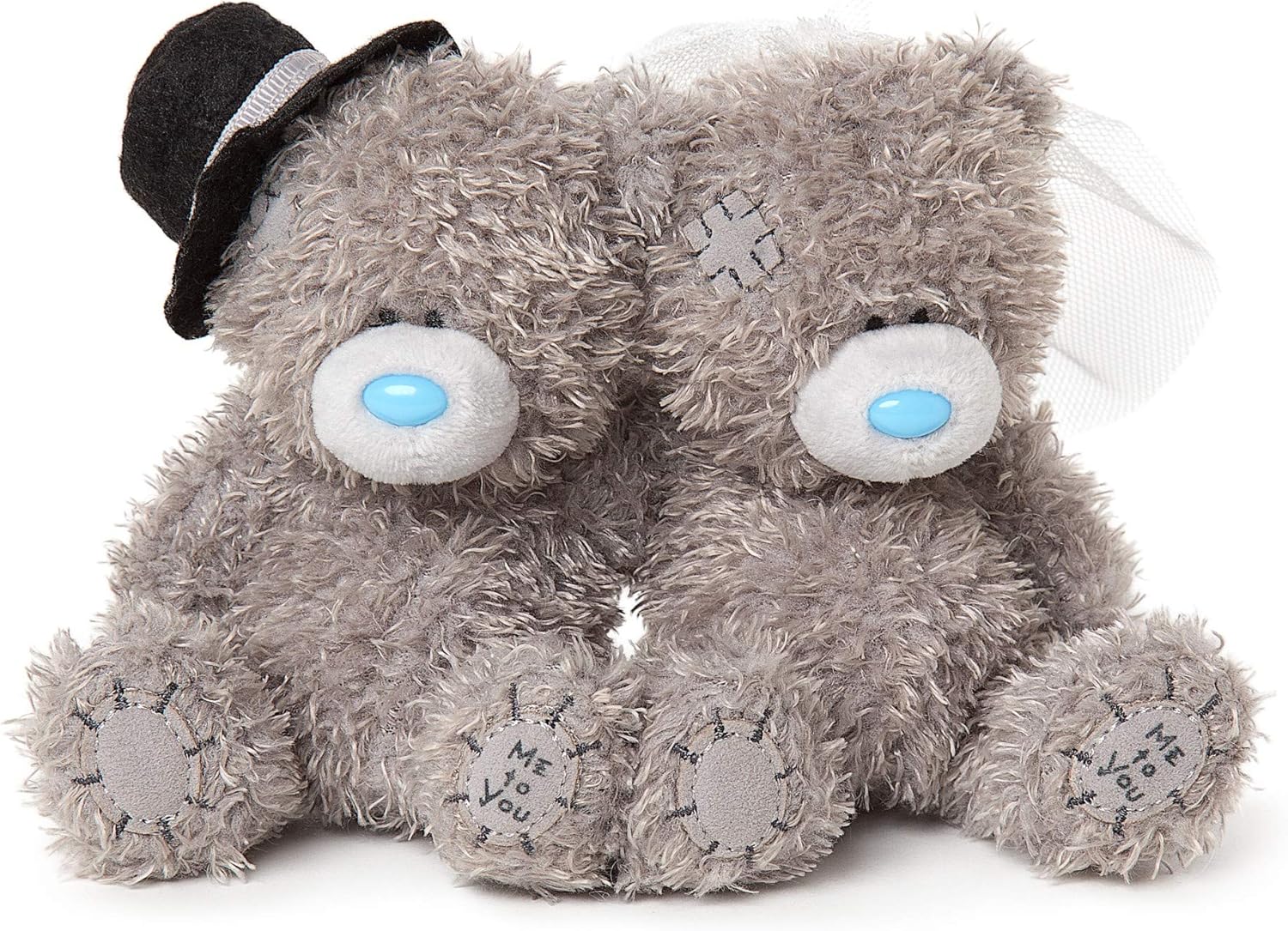Soft plush bride and groom toys from Carte Blanche S4 x 2 set, featuring detailed wedding attire and gentle facial expressions.