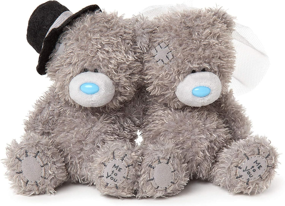 Soft plush bride and groom toys from Carte Blanche S4 x 2 set, featuring detailed wedding attire and gentle facial expressions.