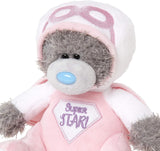 Pink Tatty Teddy Bear soft toy from Carte Blanche, dressed as a superhero with a star emblem, soft and cuddly for children.