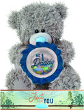 Carte Blanche Tatty Teddy soft toy holding a 'No.1 Daddy' rosette, perfect for Father's Day gift, soft plush bear.
