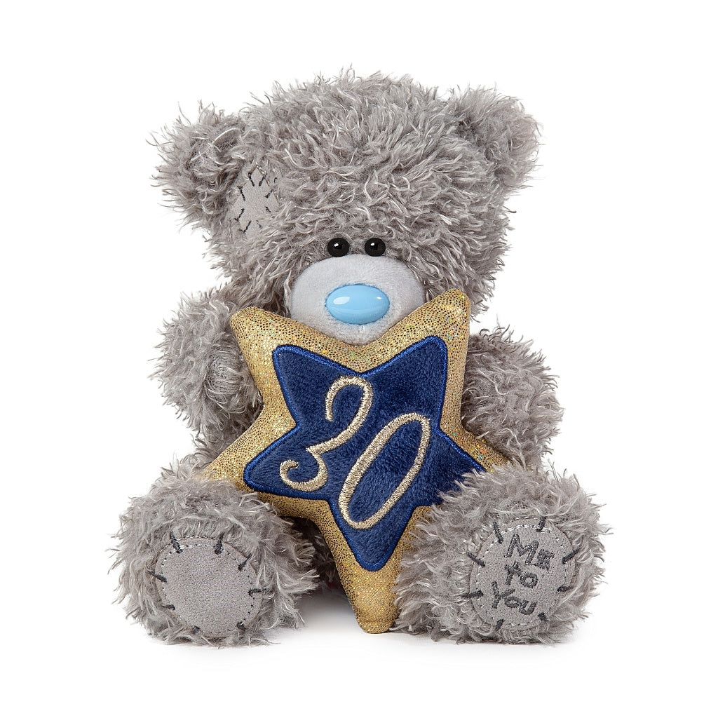 Carte Blanche 30th Birthday Star plush toy, soft and cuddly giftware with a star shape for celebrating a 30th birthday.